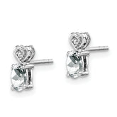 Sterling Silver Rhodium-Plated White Topaz & Diamond Button Earrings  Elegant, Natural Birthstone Design